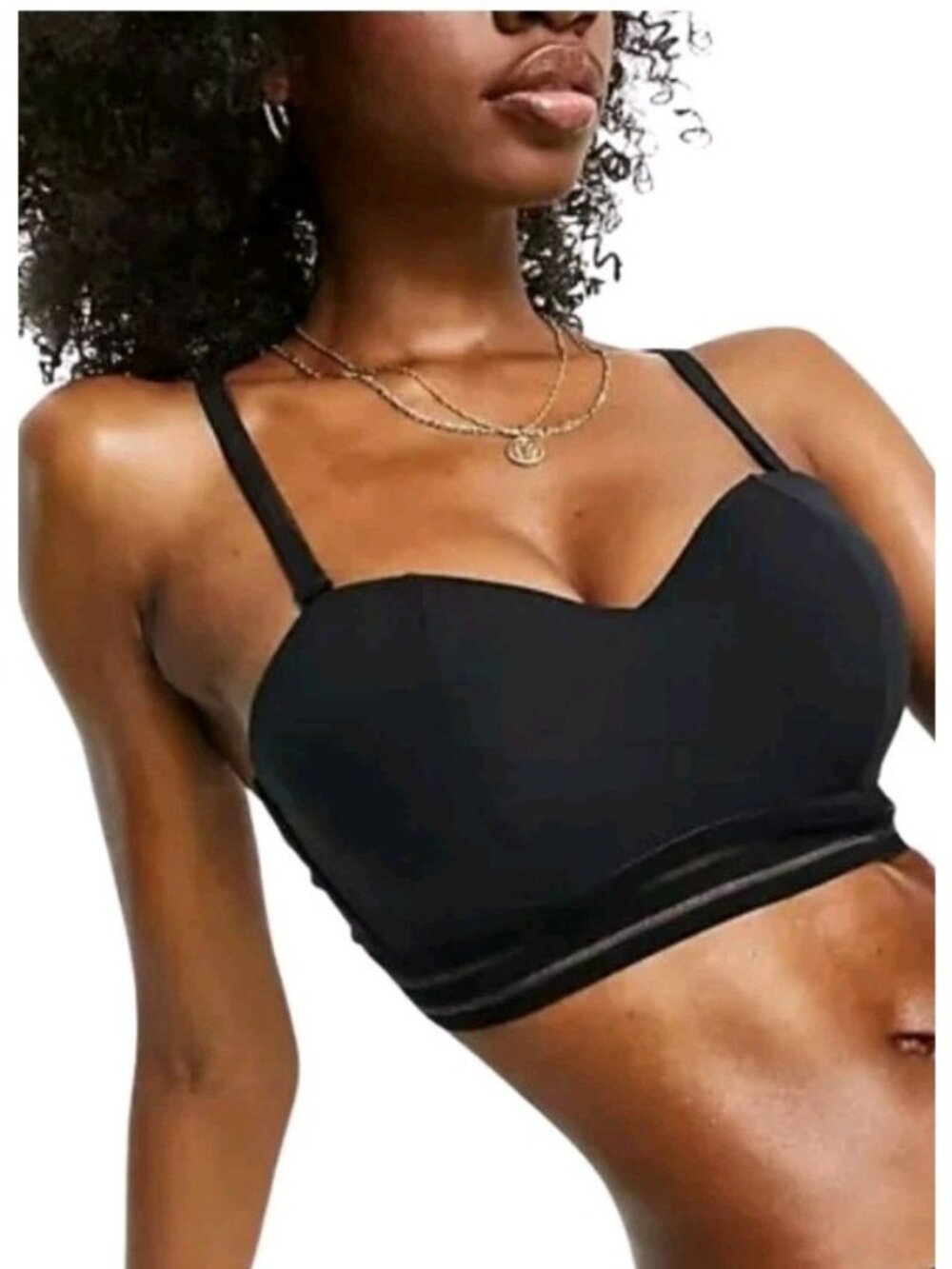 Figleaves 36C Icon Cara Bandeau Bikini Swim Top Goth Underwire Black NWT